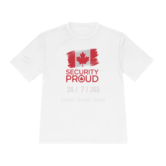 Security Proud Moisture-Wicking Tee | Black Unisex Fit | 24/7/365 | Trained • Trusted • Tested | Canada Edition